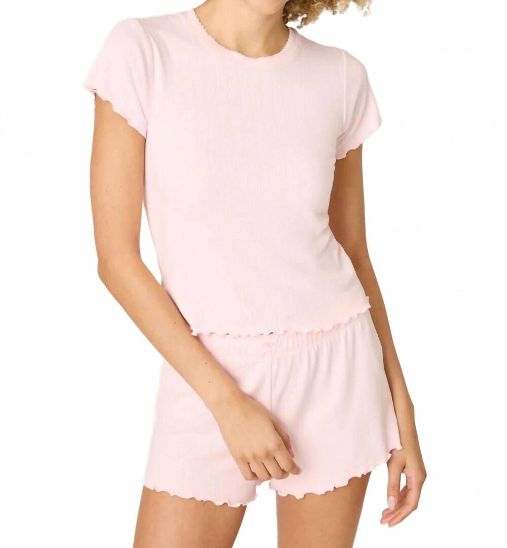 NEW PJ SALVAGE luxe leopard dreams ballet pink short sleeve top in ballet pink